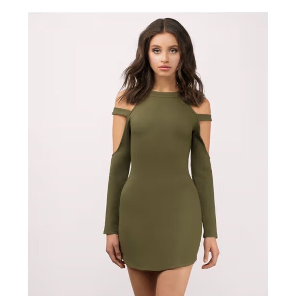 NWT Tobi Elle Cold Shoulder Bodycon Mini Dress - Olive SMALL